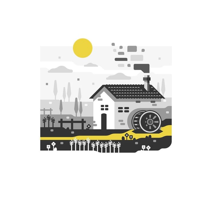 Water mill — vector artwork by Jérémy Gautrais