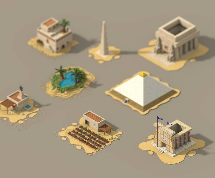 Egypt buildings — voxel artwork by Jérémy Gautrais