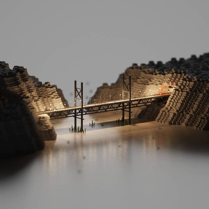 Random bridge — voxel artwork by Jérémy Gautrais