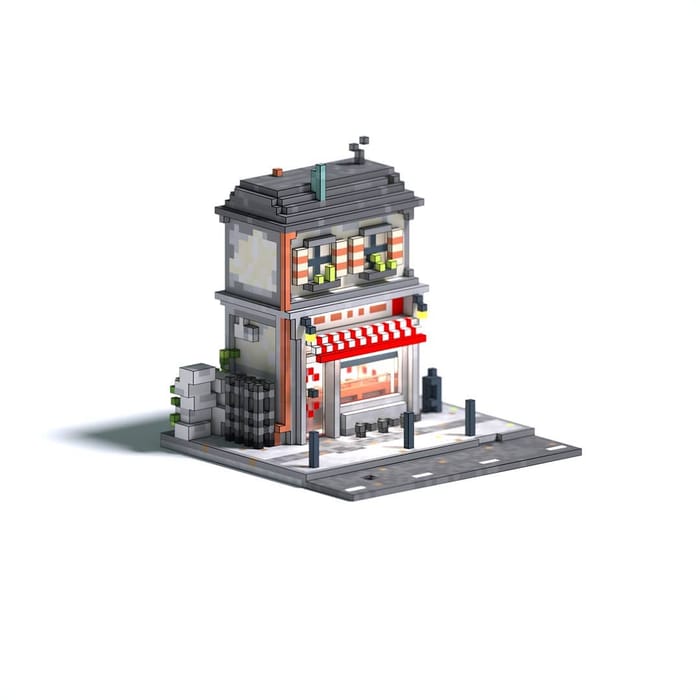 Small butcher shop — voxel artwork by Jérémy Gautrais
