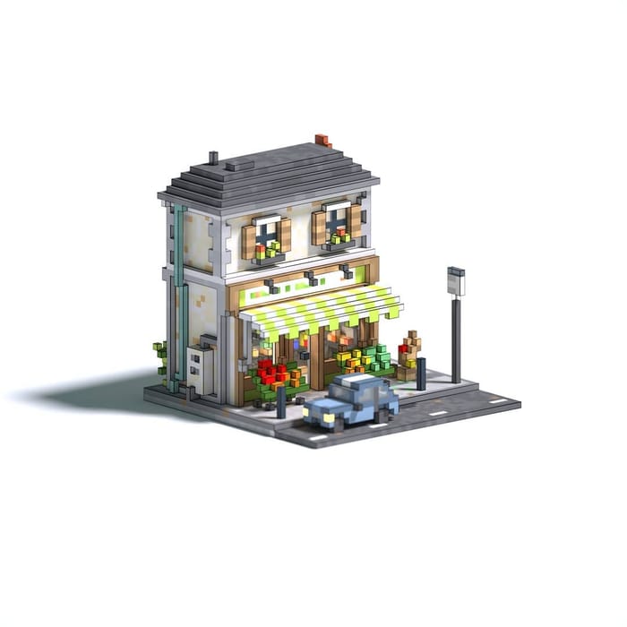 Small grocery shop — voxel artwork by Jérémy Gautrais