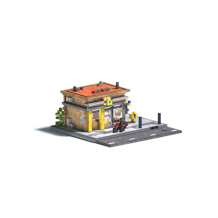 Small post office — voxel artwork by Jérémy Gautrais