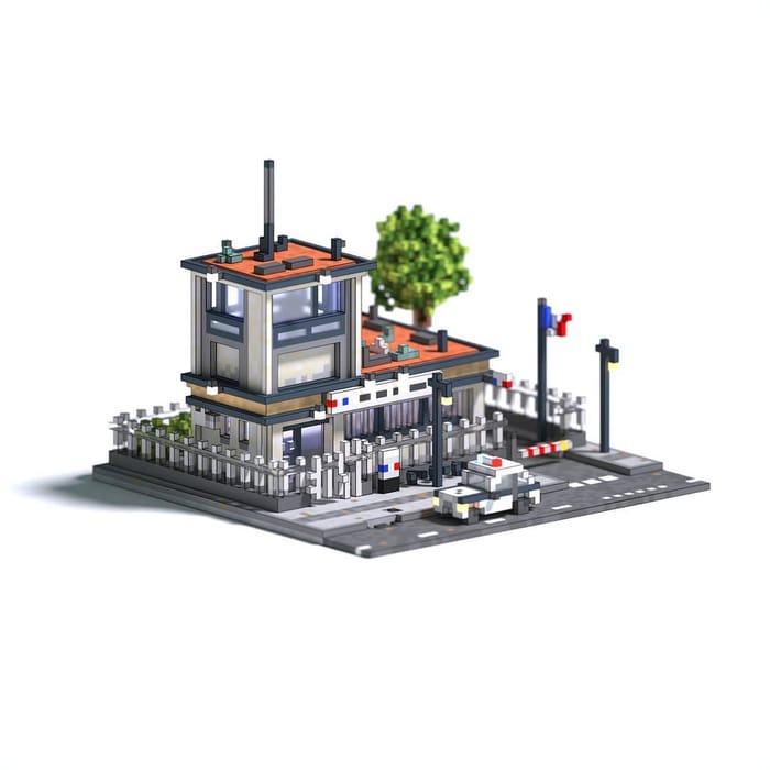 Small police station — voxel artwork by Jérémy Gautrais