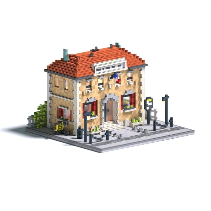 Small town hall — voxel artwork by Jérémy Gautrais