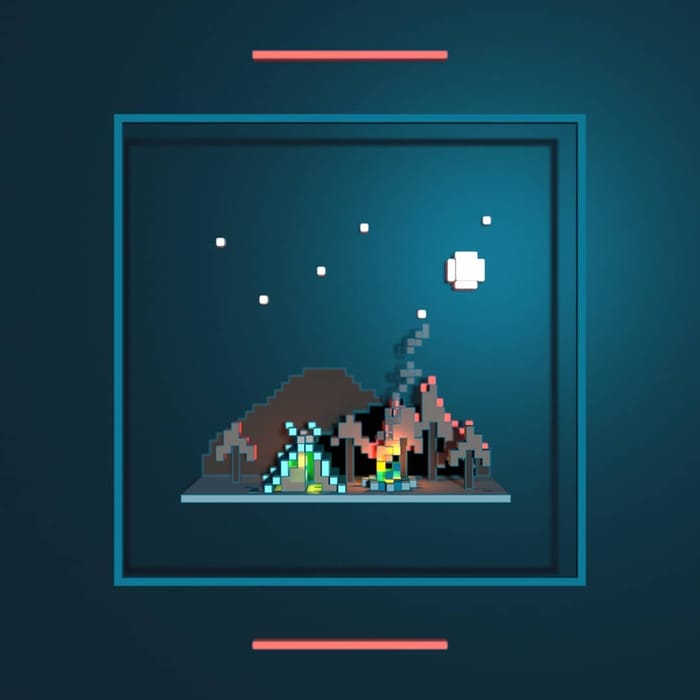 Starry night — voxel artwork by Jérémy Gautrais