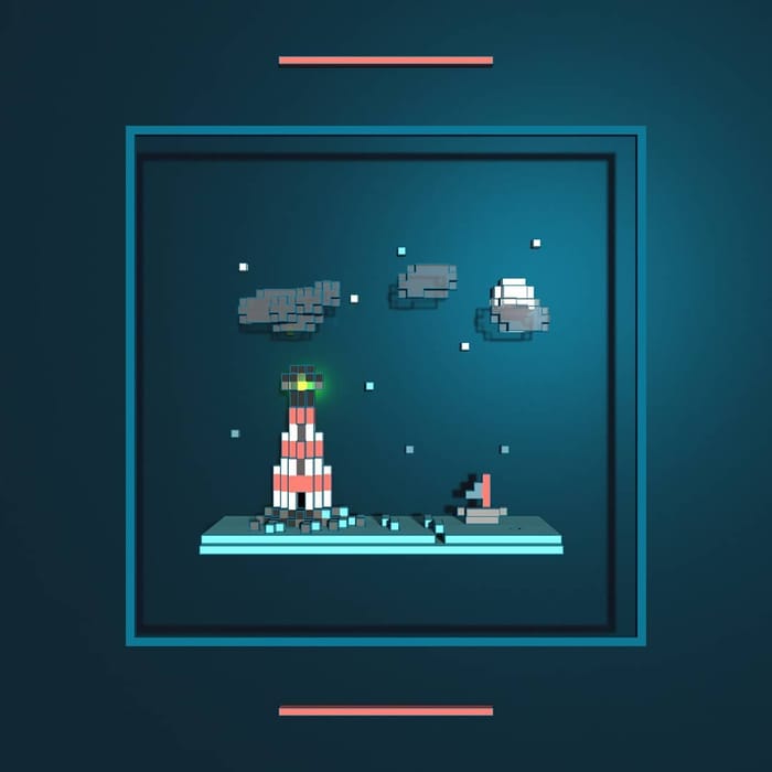 Lonely lighthouse — voxel artwork by Jérémy Gautrais