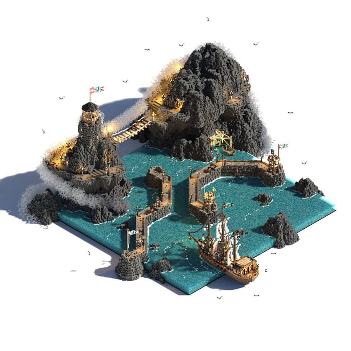Black rocks — voxel artwork by Jérémy Gautrais