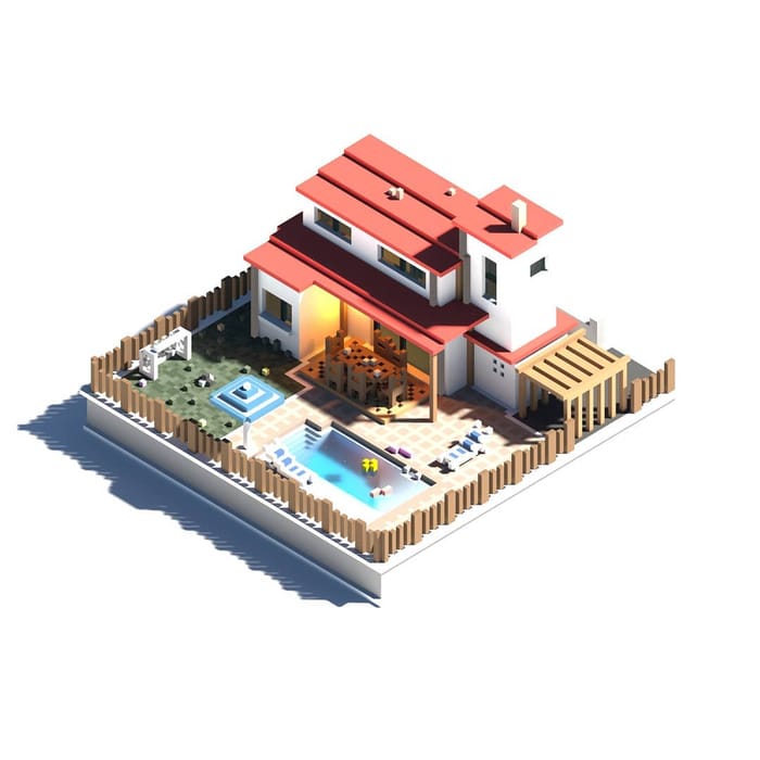 Summer home — voxel artwork by Jérémy Gautrais
