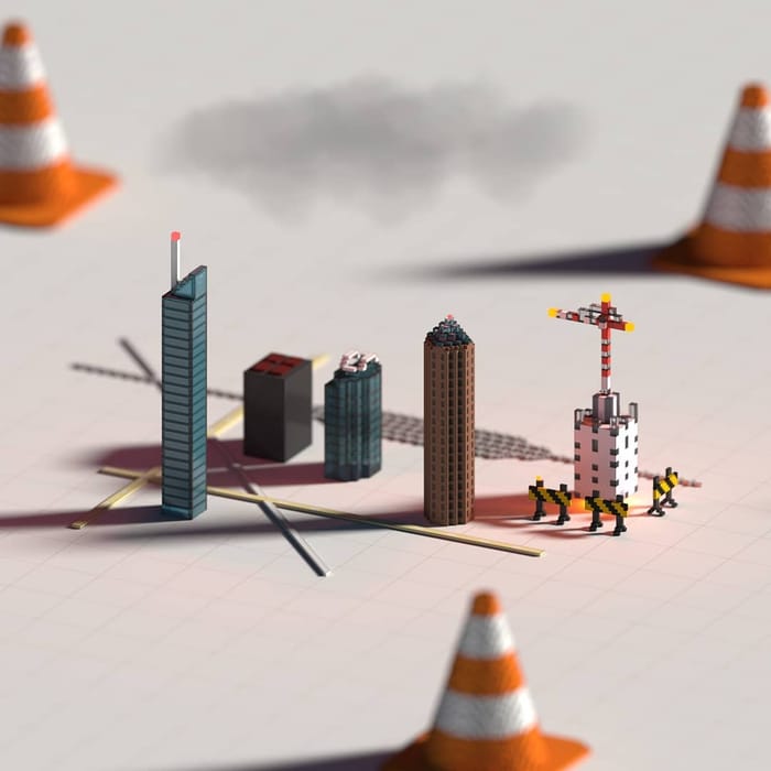 Lyon skyline — voxel artwork by Jérémy Gautrais