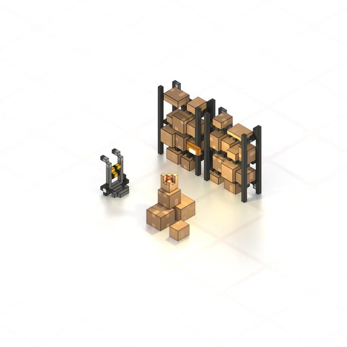 Low poly storage room — voxel artwork by Jérémy Gautrais