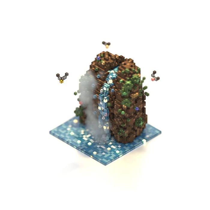 Waterfall — voxel artwork by Jérémy Gautrais