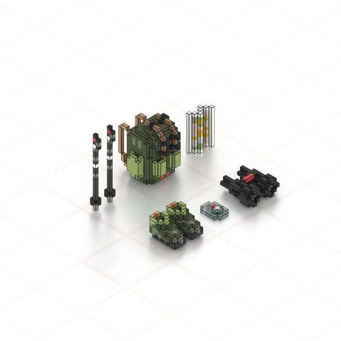 Hiking gear — voxel artwork by Jérémy Gautrais