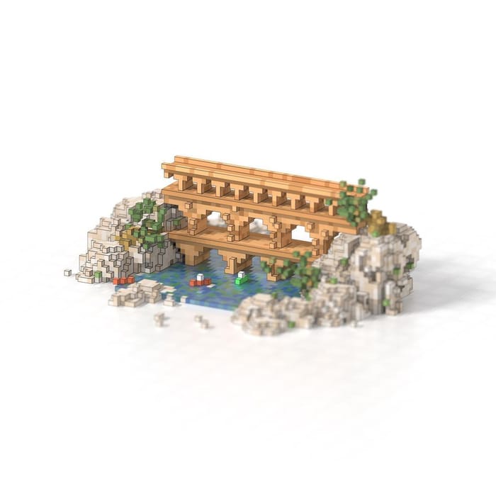 Roman bridge — voxel artwork by Jérémy Gautrais