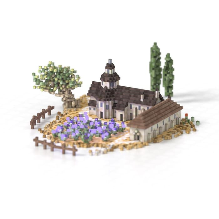 Old abbey — voxel artwork by Jérémy Gautrais
