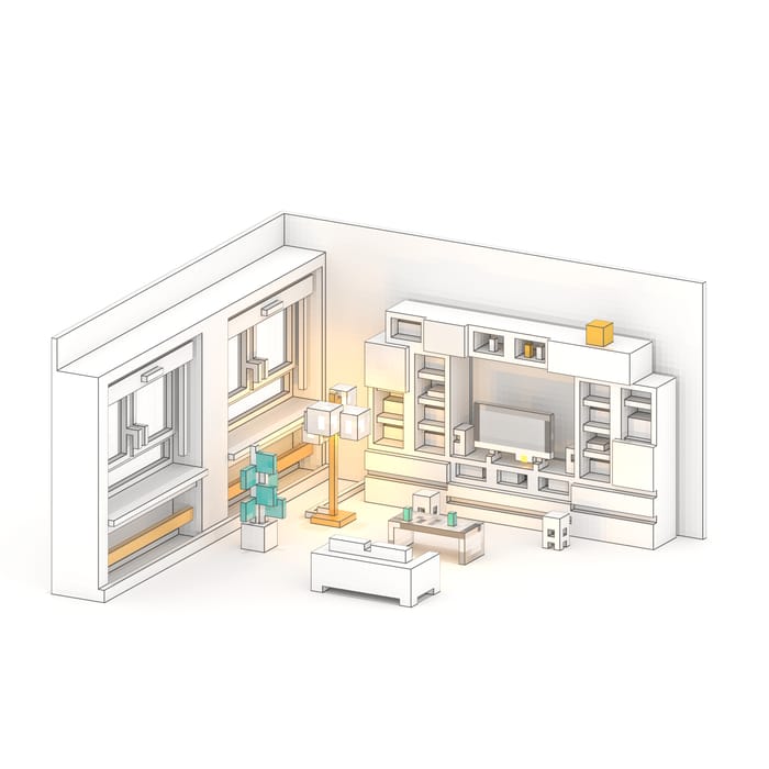 Living room — voxel artwork by Jérémy Gautrais